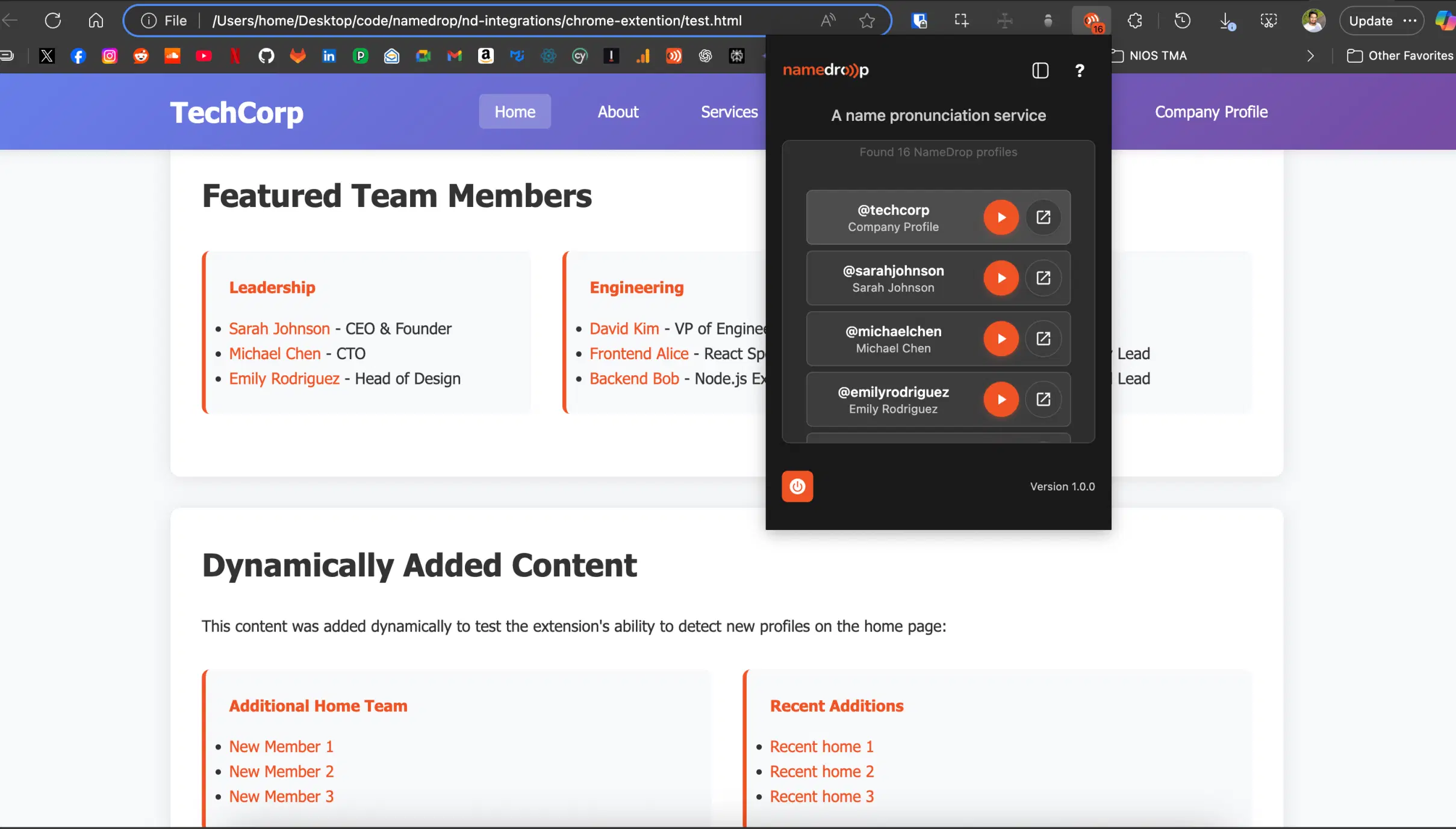Chrome Extension Profile & Audio Access example